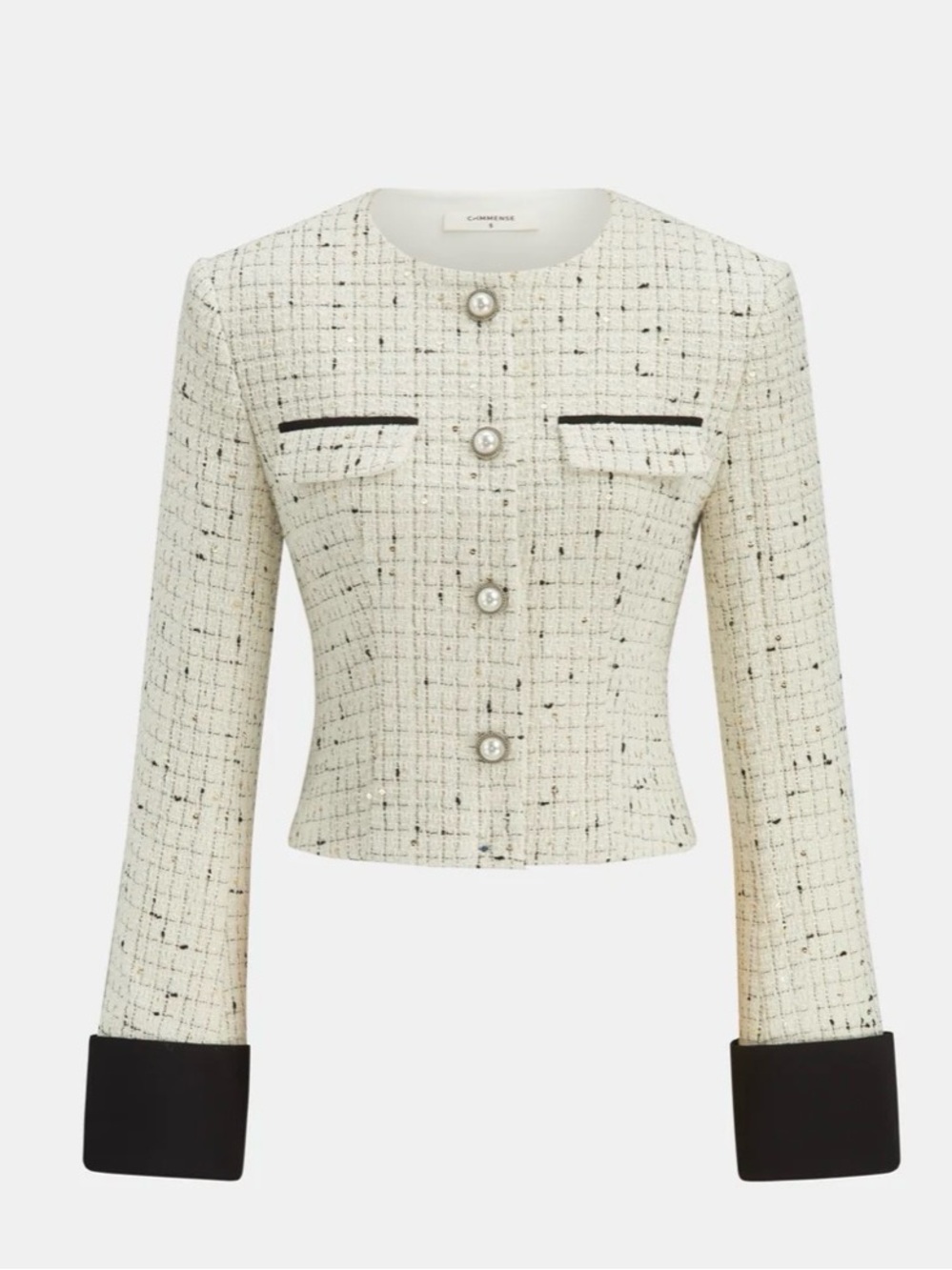Commense Pearl button tweed jacket and paint suit apricot - Picture 2 of 12